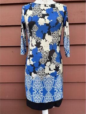 Atmosphere Blue and Black Patterned Dress